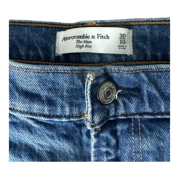 Abercrombie & Fitch High Rise Mom Jeans Distressed Denim 30 10R 26” Inseam - Picture 7 of 7